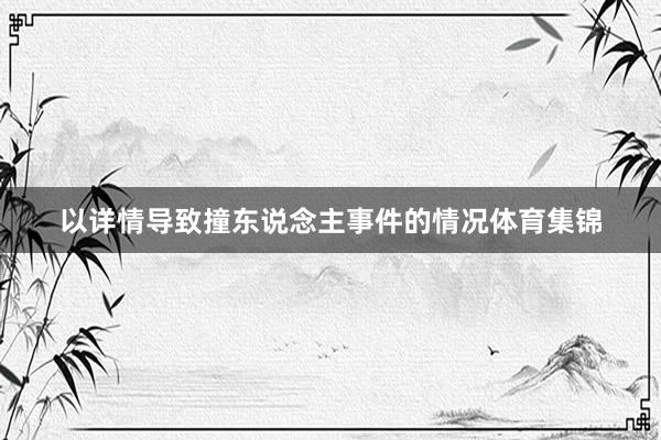 以详情导致撞东说念主事件的情况体育集锦