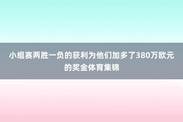 小组赛两胜一负的获利为他们加多了380万欧元的奖金体育集锦