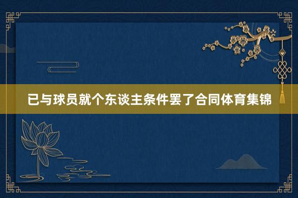 已与球员就个东谈主条件罢了合同体育集锦