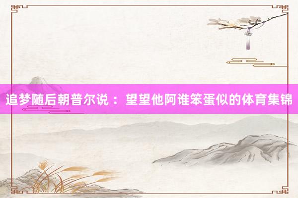 追梦随后朝普尔说 ：望望他阿谁笨蛋似的体育集锦