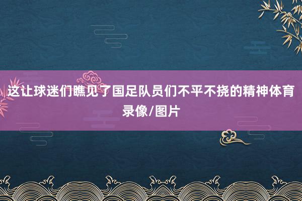 这让球迷们瞧见了国足队员们不平不挠的精神体育录像/图片